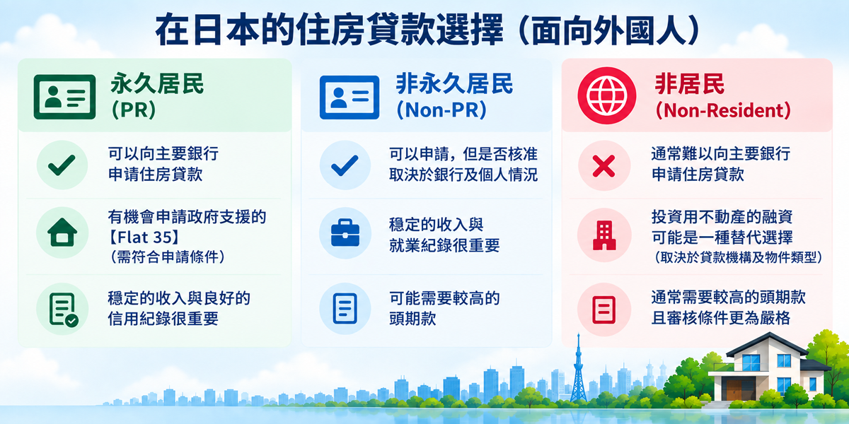 外國人在日本依居留身分劃分的住房貸款選擇
